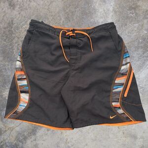 Nike Dri Fit Shorts Men's Size L 8” Orange Black Activewear Basketball